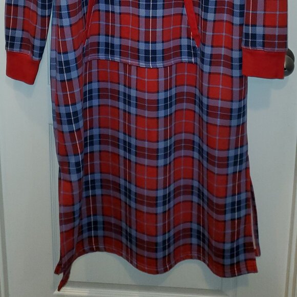 Lands' End Serious Sweats Plaid Hoodie Robe Sweatshirt XL/18 - Picture 4 of 9
